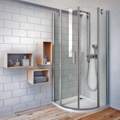 Tower Line душевой уголок радиусный TR2 Light + поддон RIHO DA88 + сифон, хром/прозрачный