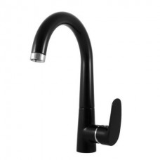 Cмеситель кухонный с поворотным носом Amur, черный/хром