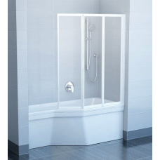 Шторка на ванну Ravak Supernova VS3 130 белый, стекло Транспарент